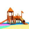 Cheap outdoor children wooden combination slide Large outdoor play equipment Kindergarten wooden slide for sale