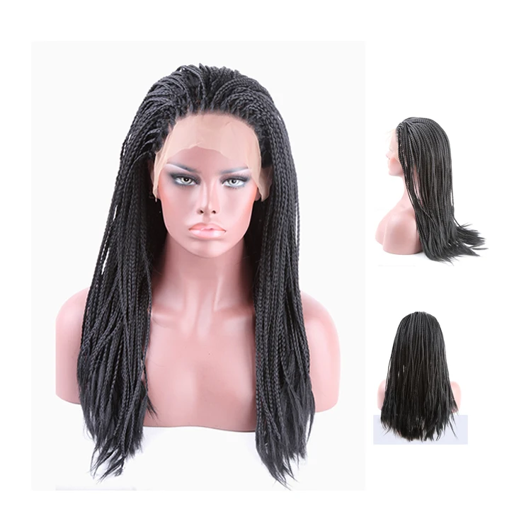 

Hot Sale African American Nature Black Long Hair Synthetic Braid Lace Front Wig For Black Women