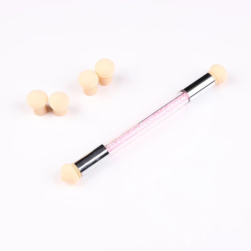 

Nail Brush Sponge Picking Dotting Gradient Pen Ombre Art Tools W/ Head Dual Tip, Pink