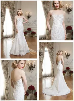 Gorgeous 2014 Heavily Beaded Mermaid Wedding Dress Sweetheart Open