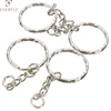 Silver metal ripple key chain key ring with chain