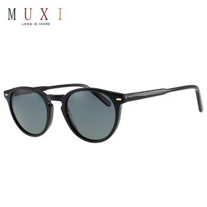 New stylish uv400 polarized sun glasses custom round recycled men women black acetate sunglasses
