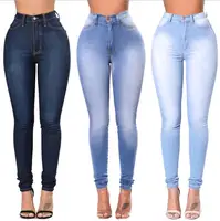 

Amazon WISH women hot sale Elasticity high waist jeans plus size denim jeans pants