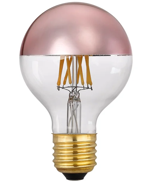 Hotsale G80 4W LED filament Edison vintage retro bulb Half Silver Rose Pink Plating Decorative Home CE ROHS