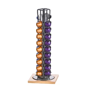 Image of Nespresso coffee pod drawer black metal wire rotating coffee capsule holder