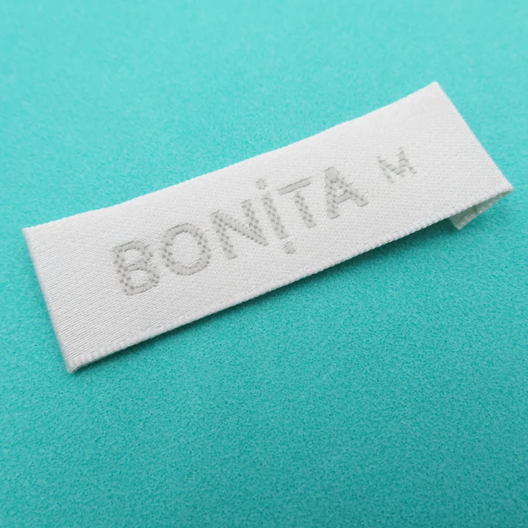 

customized garment tag woven clothes satin 100% recycled polyester damask collar clothing label manufacturer, Request