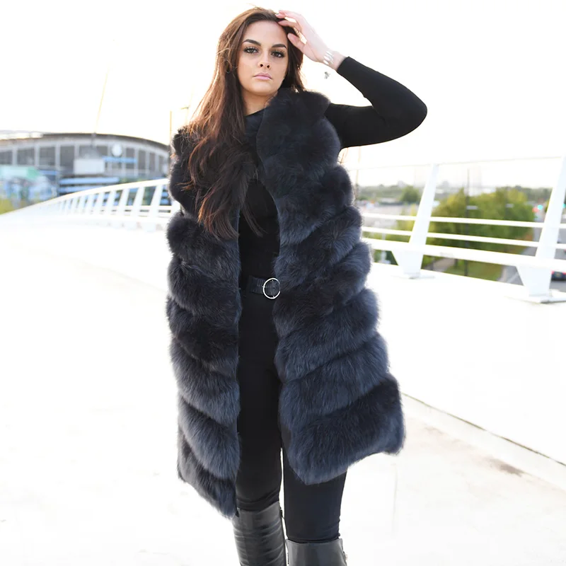 

CX-G-B-239C Natural Color Women Fox Fur Vest