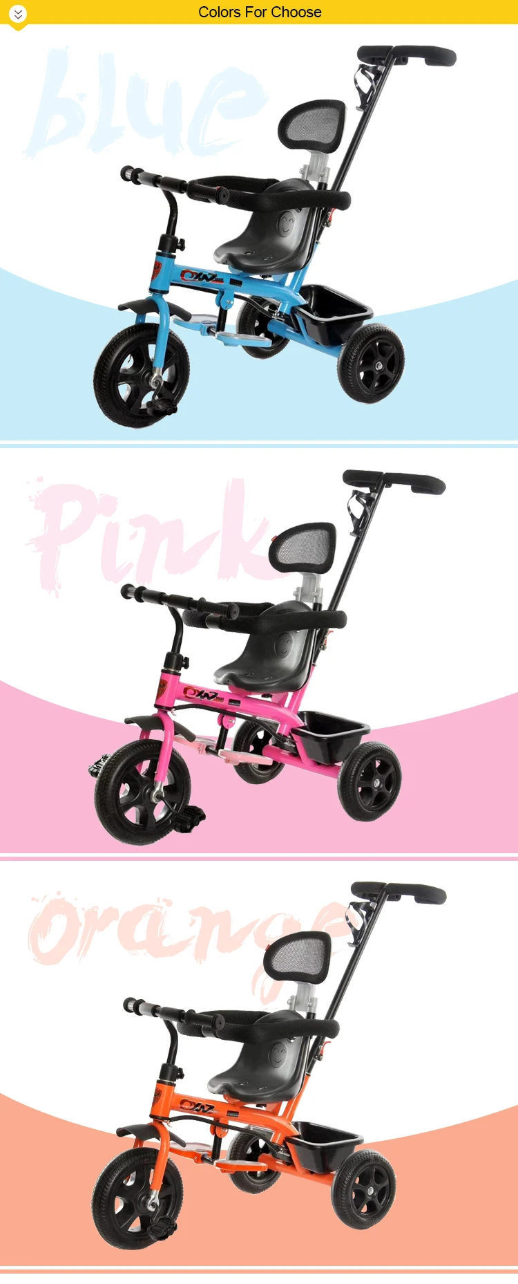Unique Baby Tricycle With Rubber Wheels / Ride On Toy Baby Stroller