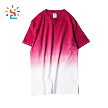 Wholesale Dip Dye Tshirt Colored Gradual Red White Cotton Hip Hop ...