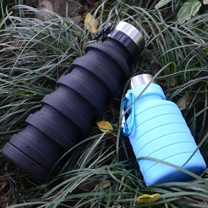 Image of FDA LFGB Approved eco friendly Sport Bottle Silicone Collapsible Foldable Bicycle Water Bottle