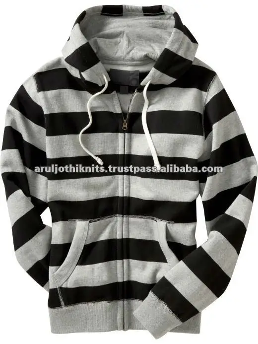 black and white striped zip up hoodie