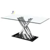 Modern Dining room design 6 Seaters Black Tempered Glass Dining Table Set
