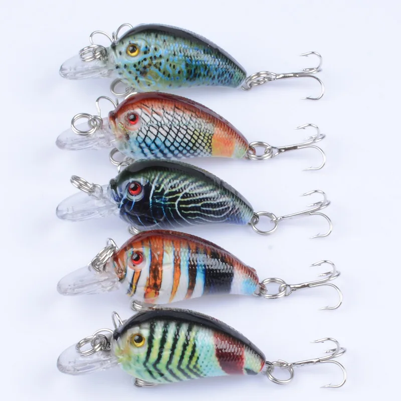 

Colored drawing artificial bait 45mm 4g de pesca mini crankbait fishing lure square bill, 5 colors
