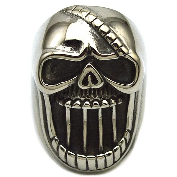 

Skull Rings Gothic Biker Punk Antique Surgical Stainless Steel Mens Ring Beer Bottle Opener for Men, Silver or black plating as picture;other platings are available