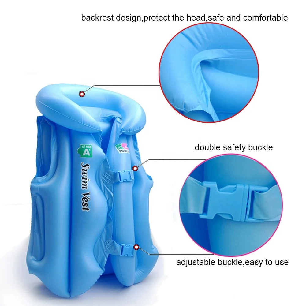
Factory Price Children Float Swimming Life Swim Vest Learn-to Swim PVC Life Jacket Inflatable Life Vest for Kids 