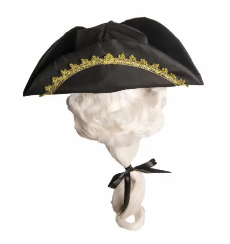 Colonial Costume Dress Up Set Revolutionary War Tricorn Hat Historical Judge Wig 