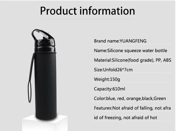 Foldable silicone school water bottle for kids 3