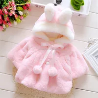 

Wholesale Winter Clothes Cute Rabbit Ears Modeling Hooded Girls Fur Coat