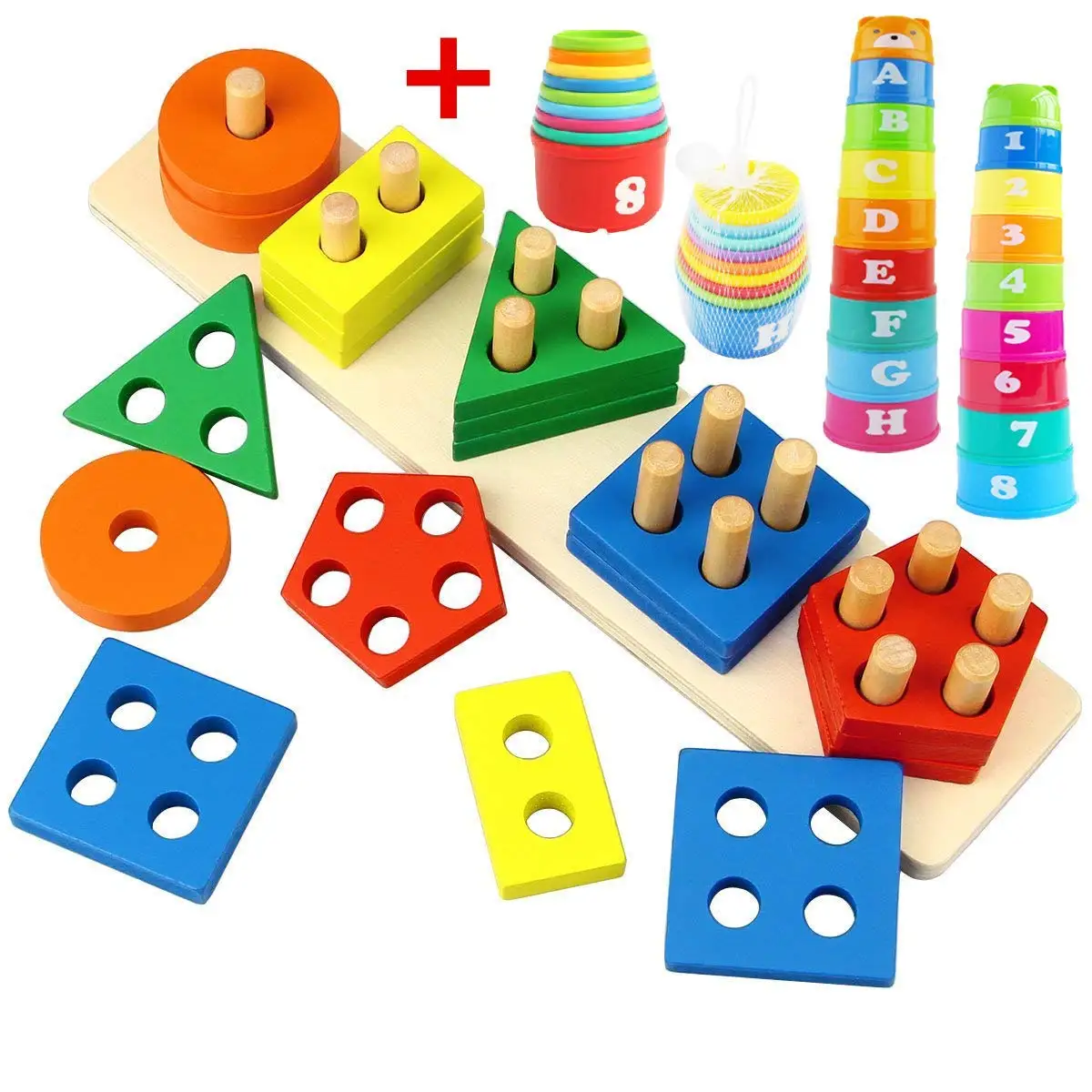 Multicolor Toys by Battat-Bazillion Buckets Nesting Cups-10 Colorful Stacking Cups for Kids 18m B