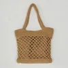 Promotional INS Trendy Cotton Fabric Handmade Woven Crochet Bag Summer Women Beach Bag For Travel