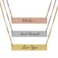 

Necklace For Women Gold Plated Bar Custom Engraved Name Necklace Personalized Initial Necklace