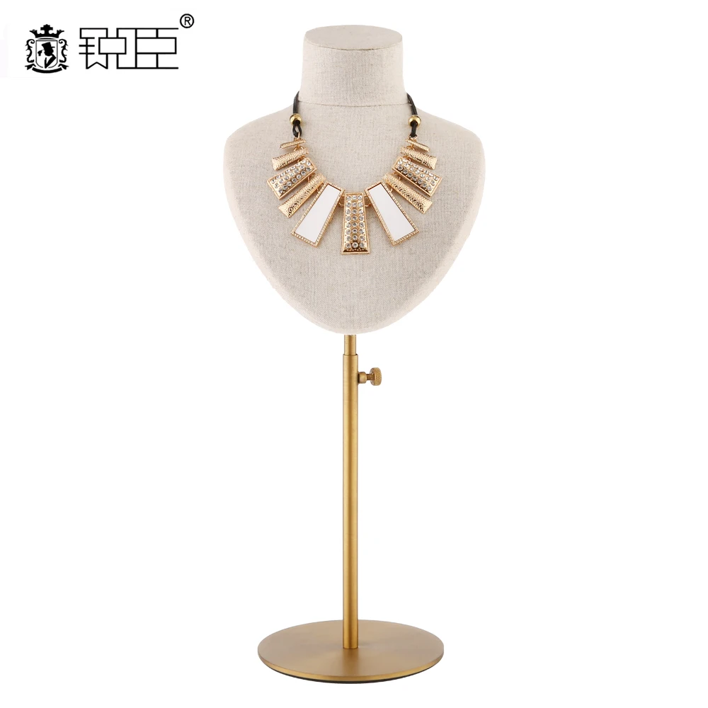 Countertop Necklace Display Stand Hot Sale Linen Fabric Jewelry Necklace Display Bust Stand