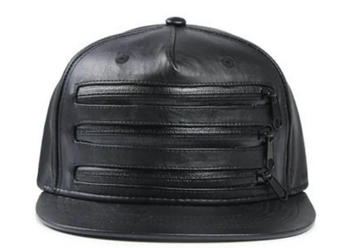 Leather snapback hat
