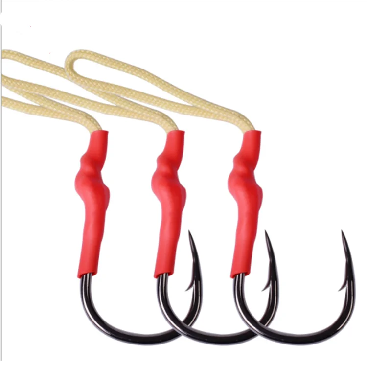

WEIHE 1/0# to 6/0# 5pcs Strong Stainless Steel Jig Hooks Assist Bait Fishing Hooks With PE Line Jig Big Fishing Hook