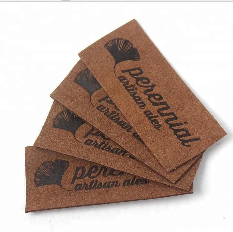 Faux Leather Sew On Labels Custom Heat Press Brand Name Logo Soft Suede ...