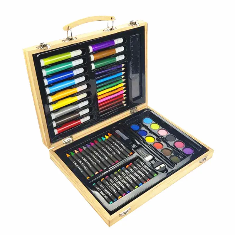 68-pieces Art Creativity Wooden Case Drawing Art Set For Kids Painting ...