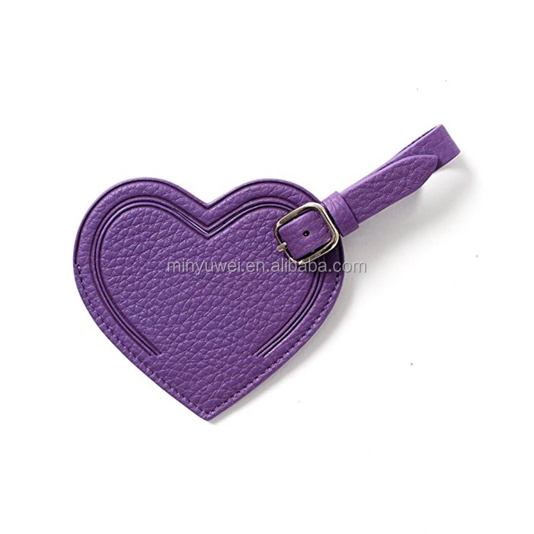 purple luggage tags