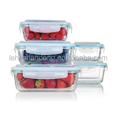 

Brand new food storage bento lunch box glass container set with great price, White blue