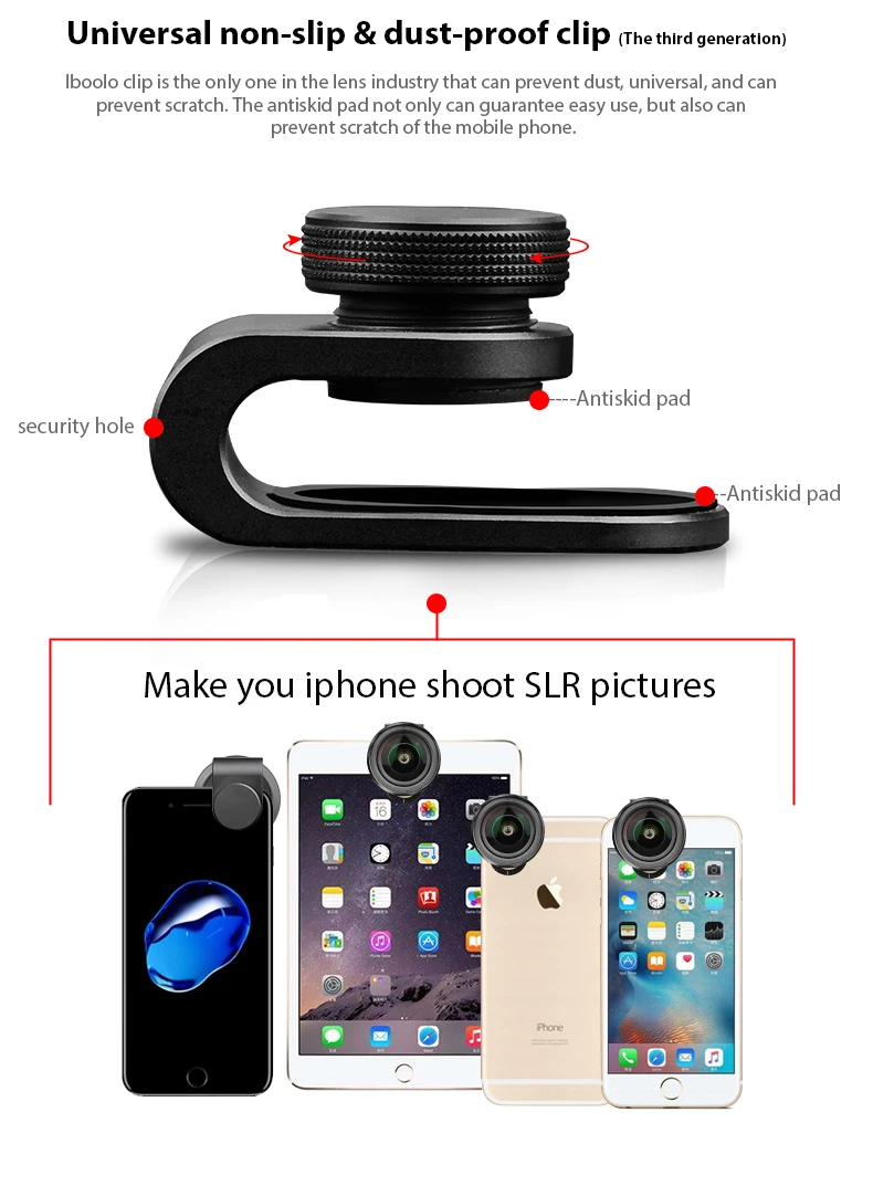IBOOLO 2018 New designed mobile phone camera full screen professional HD 4K 238 degree 8MM PRO super fisheye lens