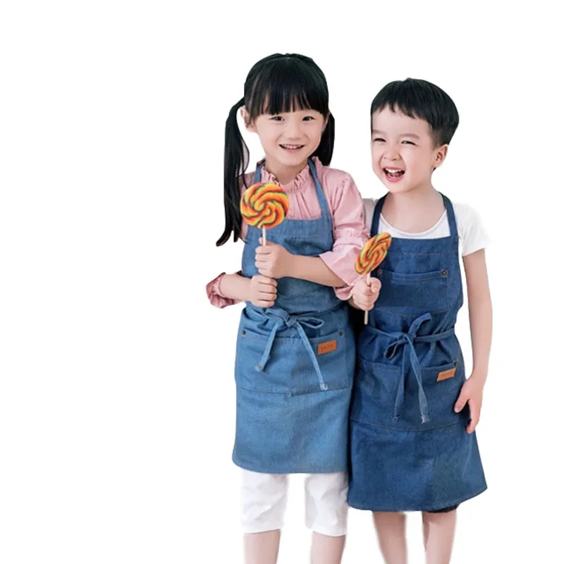 

Wholesale customized kitchen cotton denim apron for kids