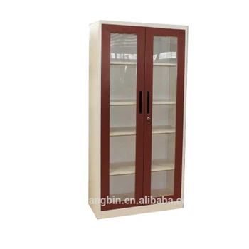 Office Library School Use Double Glass Door Cheap File Cabinet