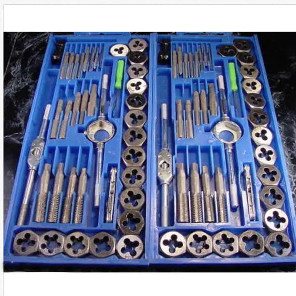 80PC Carbon Steel SAE /& METRIC Tap and Die Set Adjustable Wrench T-Handle Case