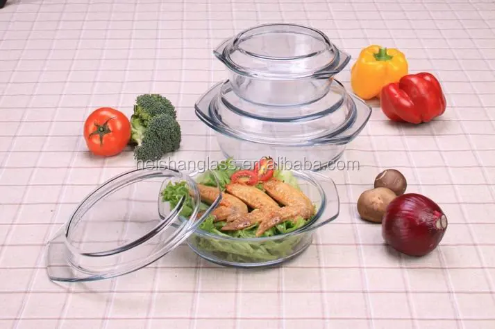 
Oval microwave safe borosilicate glass casserole with lid for kitchen 