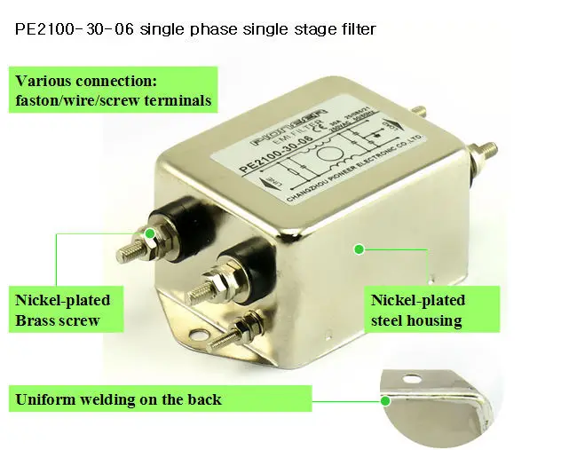 PE8200B301 IEC inlet filter faston power entry noise filter for AC/DC