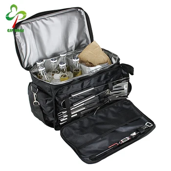 Waterproof Empty Bbq Tool Box Set Insulated Cooler Functional Shoulder Sling Bag W Removable Divider
