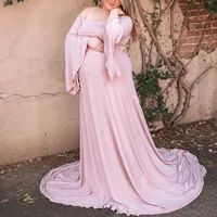 

Fashion clothing off shoulder elegant sexy photography long dress for pregnant women