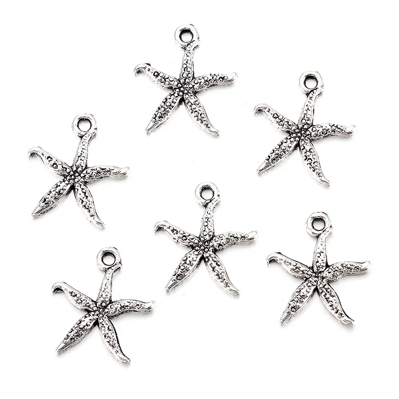 

Mix Tibetan Silver Plated Starfish Fish Shells Dolphin Charm Pendants for Jewelry Making DIY Accessories Jewelry Findings, Antique silver