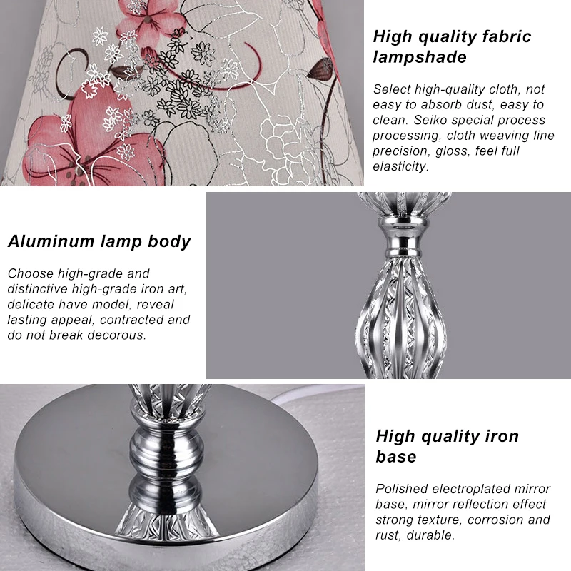 Modern  Home Fabric Table Lamp Hotel room Decorative Chrome Material Table lamp
