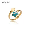 Guangzhou Xijiao Building Jewelry Market Stainless Steel Cute Oil Drip Enamel Eyes Star Animal Titanium Steel Cuff Ring