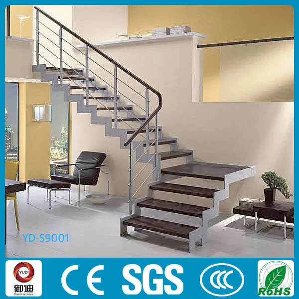 Open Riser Double Stringers U Shape Glass Tread Straight Commerical ...