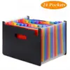 Custom logo Expanding File Folder 24 Pockets, Multi-Color Accordion A4 Document Organizer with Expandable Wallet Stand desk