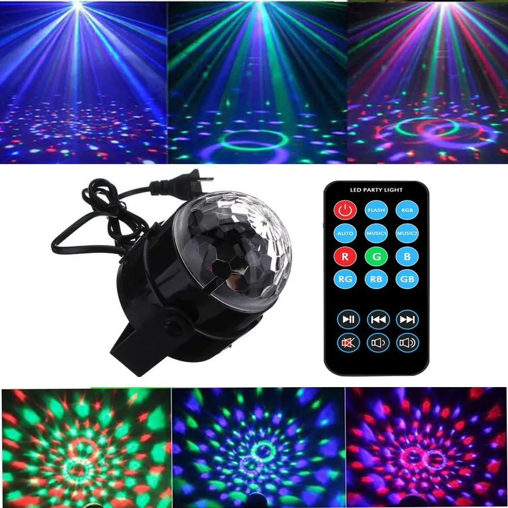 EOTO LIGHT Party Lights 3W Disco Ball Lights Dj Light LED Stage Light 7 Colors Sound Activated Strobe Light Portable Stage Lights for Party Birthday KTV Bar Wedding Holiday Pub Festival