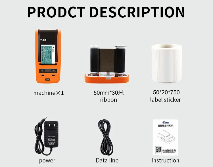 Jingchen JC-B50 Android Bluetooth 50mm portable Thermal Transfer Label Printer