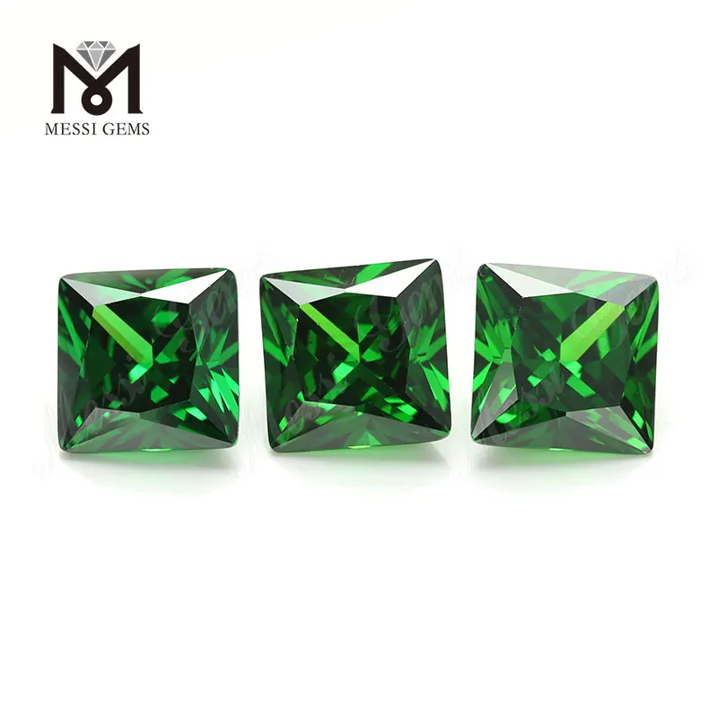 Colore di alta qualità Zircone a forma di quadrato verde cz pietre sciolte con prezzo basso