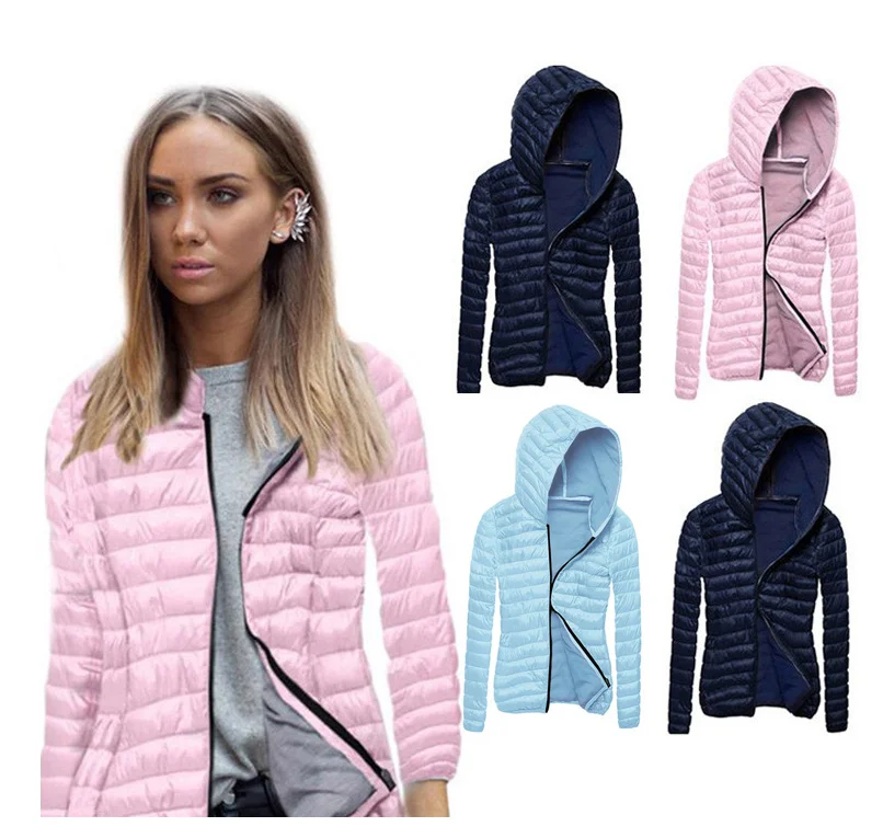 

2019 Plus Size Autumn Bomber Women Fashion Ladies Zipper Outwear Female Clothing Women Hooded Jacket Wholesalers, Solid