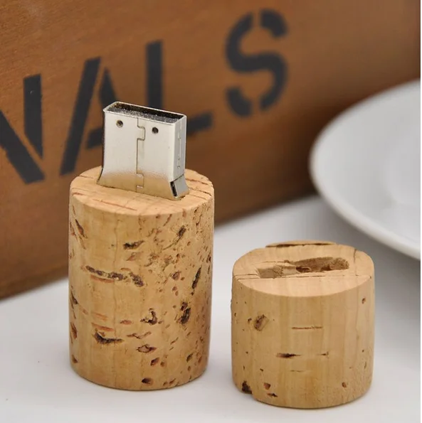 Wooden Cork USB Flash Drive Plug Pendrive 8GB 64GB Memory Stick Logo with Keychain - ANKUX.COM